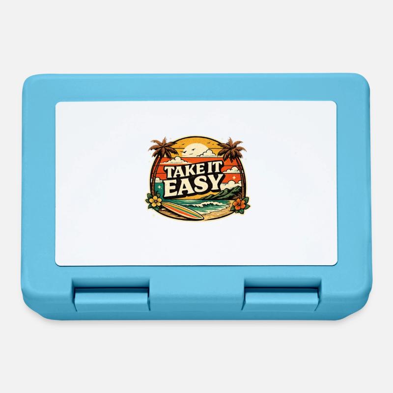 Take It Easy – Retro Vintage Sunset Beach Design - Lunchbox - sapphire blue