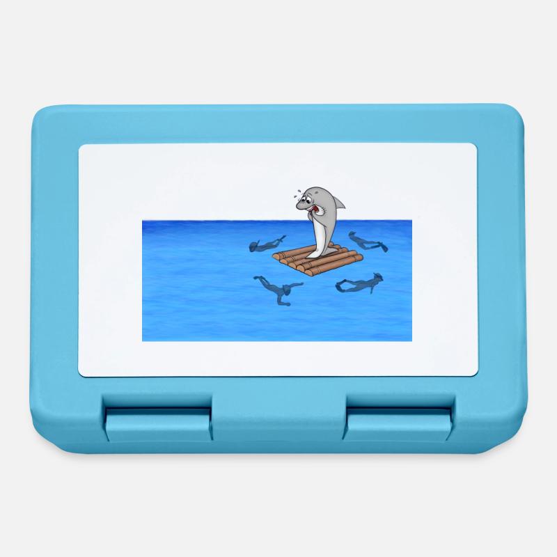 Requin sur radeau - Boîte à goûter - bleu saphir