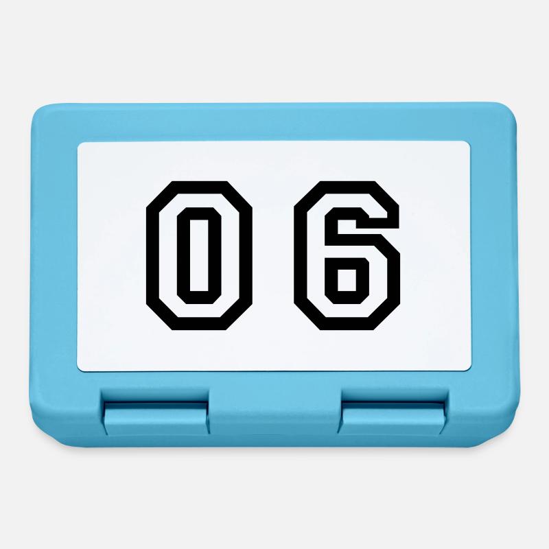 nombre - 06 - zéro six - Boîte à goûter - bleu saphir