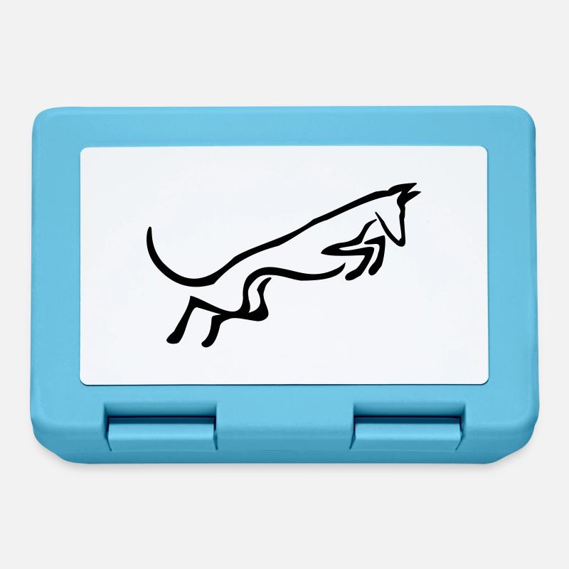 Podenco springt - Brotdose - Saphirblau