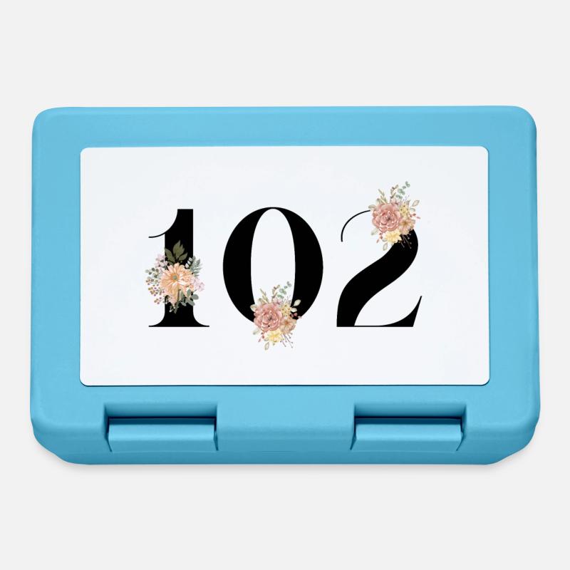 102e anniversaire fleuris (Cadeau de 102 ans) - Boîte à goûter - bleu saphir