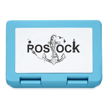 Rostock mit Schriftzug und Anker - Brotdose - Saphirblau - Vorne