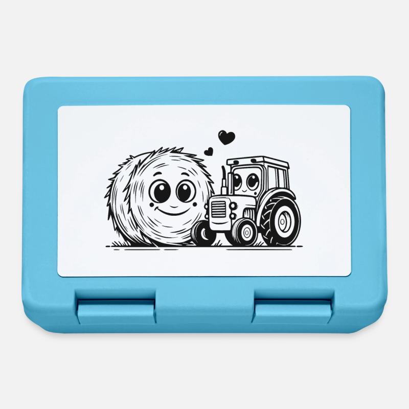 Kinder Bauernhof Traktor Design - Brotdose - Saphirblau