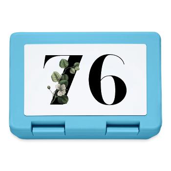 Nummer 76 Blumengrün - 76. Blumengeburtstag - Brotdose - Saphirblau - Vorne