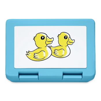 2 Ducks Swimming Water Couple Two Friends Team - Lunchbox - sapphire blue - Front