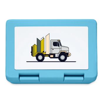 Einfacher geometrischer LKW - Brotdose - Saphirblau - Vorne
