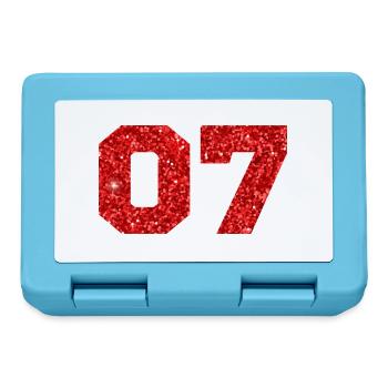 Numéro 7 paillettes rouge - 7e anniversaire - Boîte à goûter - bleu saphir - Devant