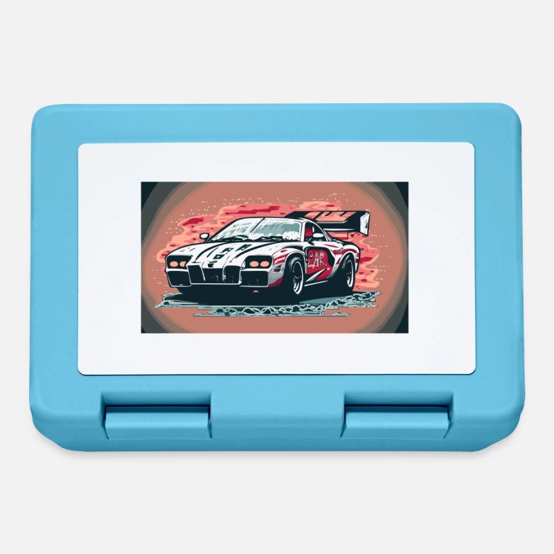 Voiture de course blanche (Collection de voitures de course) - Boîte à goûter - bleu saphir