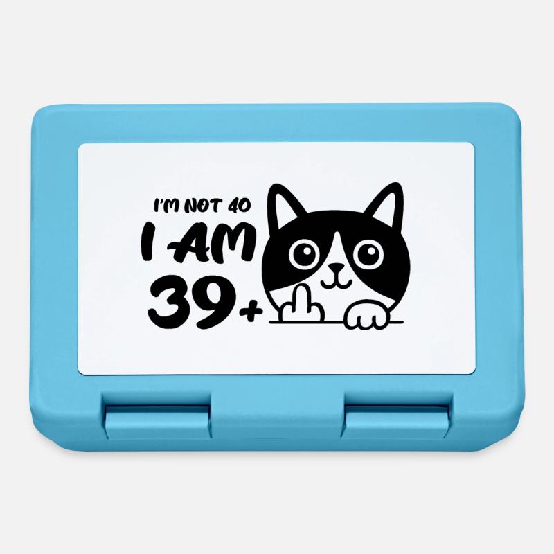 Ich bin nicht 40, ich bin 39 plus 1 Mittelfinger Katze Flip - Brotdose - Saphirblau