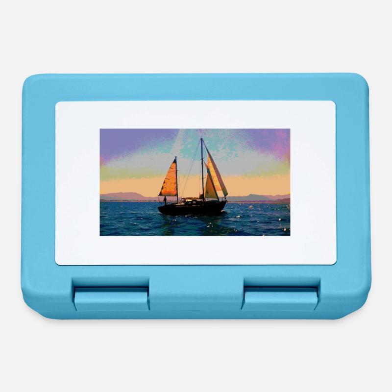 Bateau sur l eau découvre une autre planète - Boîte à goûter - bleu saphir