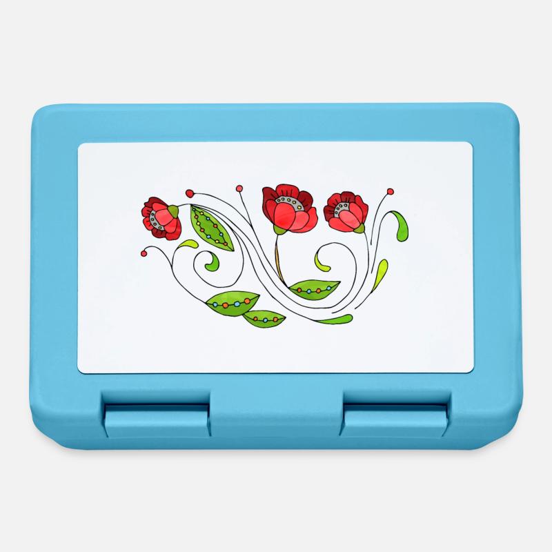 Blumen - Brotdose - Saphirblau