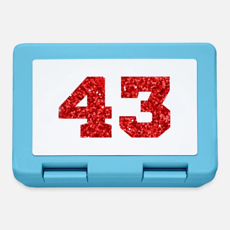 Nummer 43 Roter Glitzer - 43. Geburtstag - Brotdose - Saphirblau