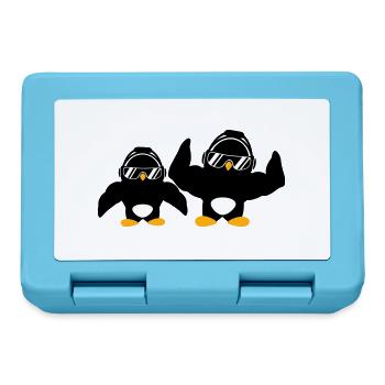 2 Penguins Bodybuilder Sunglasses Headphones Team - Lunchbox - sapphire blue - Front