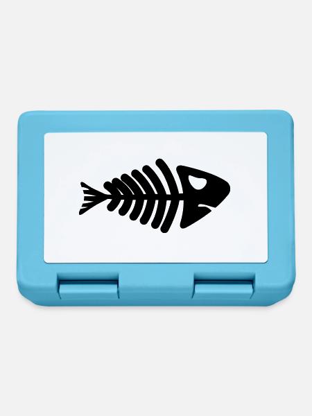 fish skeleton bone tail - Brotdose - Saphirblau