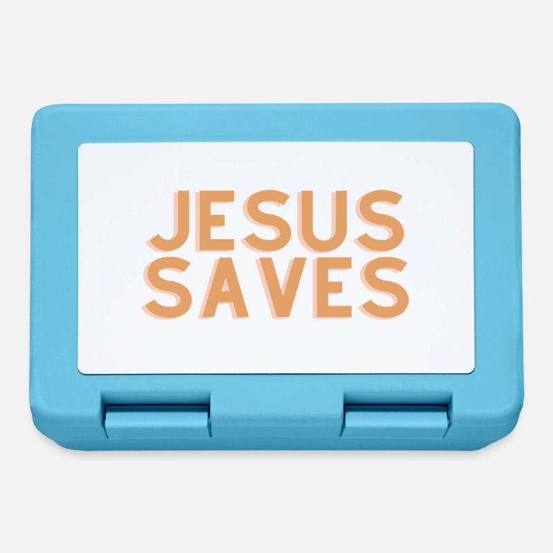Jésus sauve - Citation chrétienne - Boîte à goûter - bleu saphir