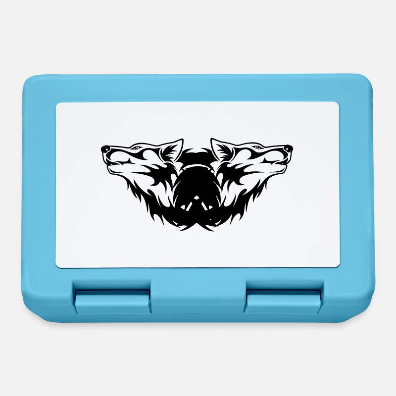 Doppel-Wolf Logo - Brotdose - Saphirblau