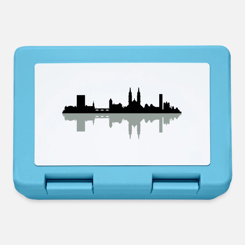 Skyline Basel - Brotdose - Saphirblau