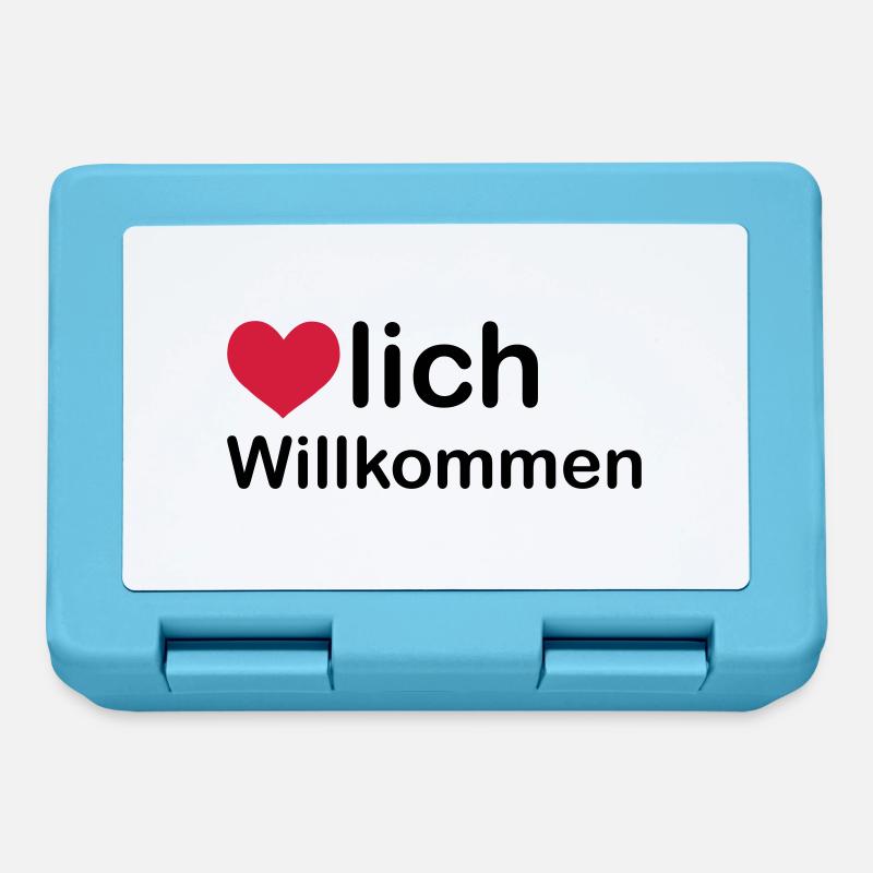 herzlich willkommen - Brotdose - Saphirblau