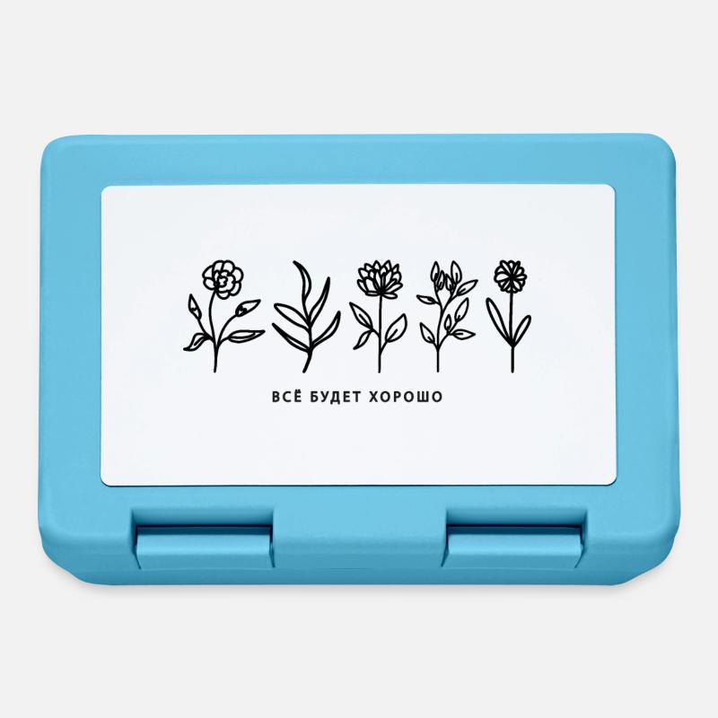 Alles wird gut/Все будет хорошо Wording mit Blumen - Brotdose - Saphirblau