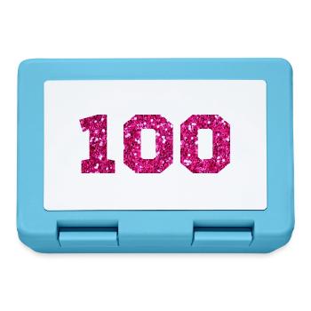 Nummer 100 Pink Glitter - 100-jähriges Jubiläum - Brotdose - Saphirblau - Vorne