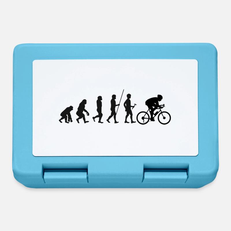 Die Evolution des Menschen vom Urmenschen zum Radfahrer - Brotdose - Saphirblau