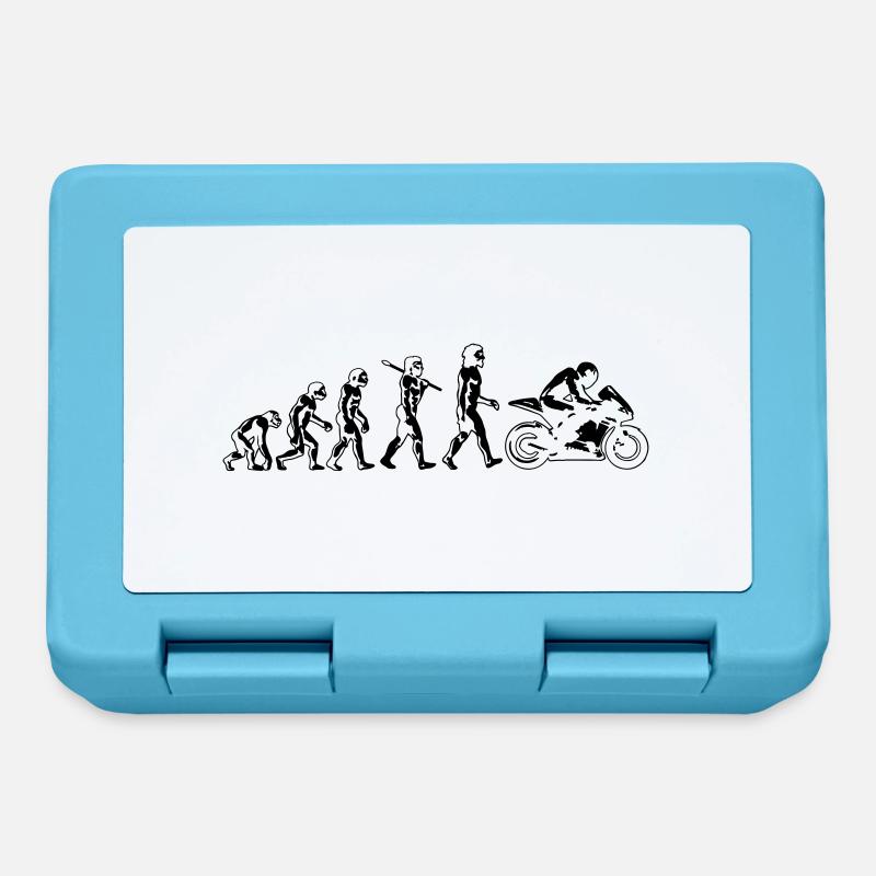motorcycle evolution flat white print - Lunchbox - sapphire blue