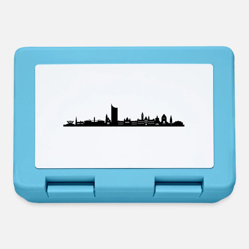 Skyline Leipzig - Brotdose - Saphirblau