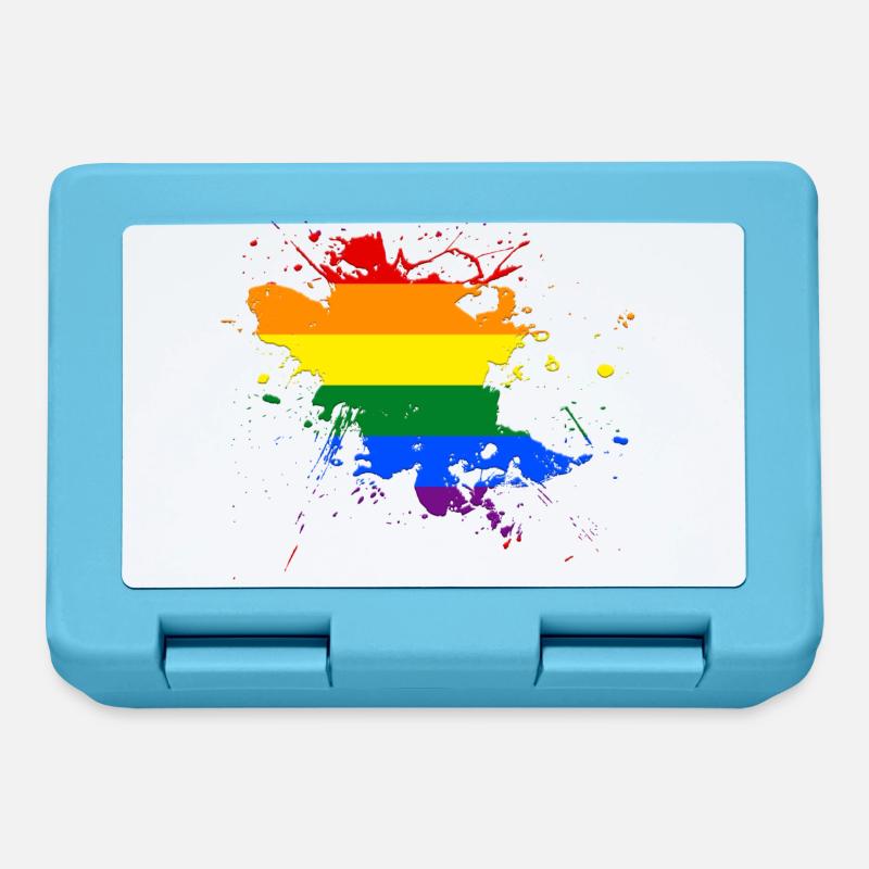 Regenbogenfahne als Farbklecks - Brotdose - Saphirblau