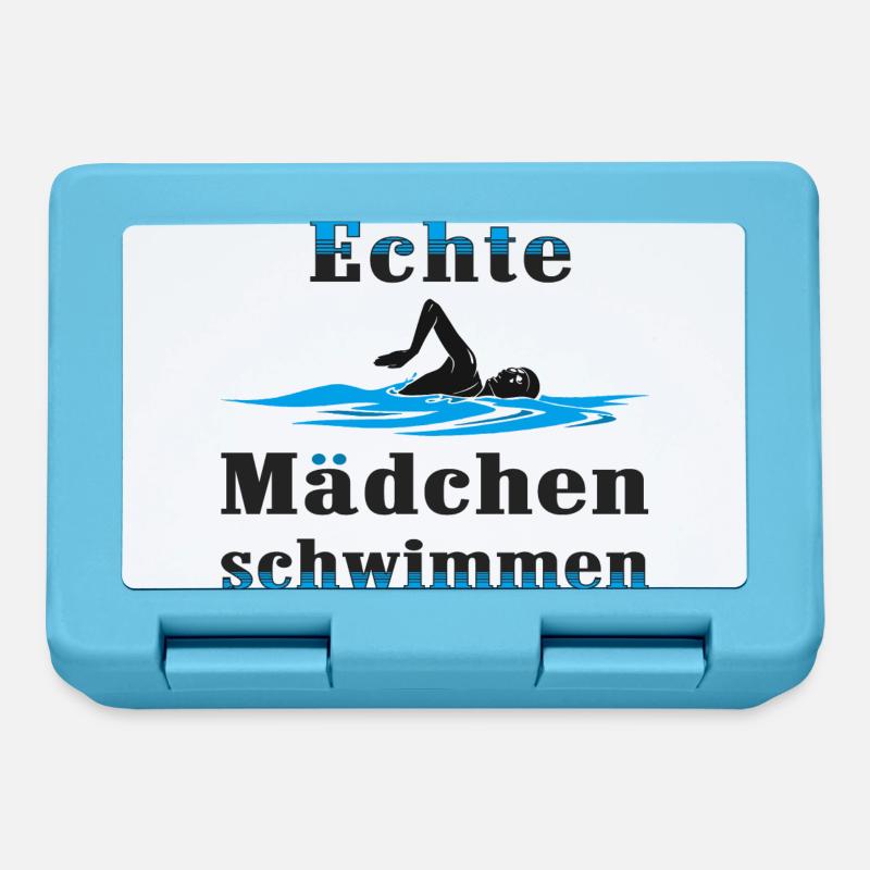 Echte Mädchen schwimmen - Brotdose - Saphirblau