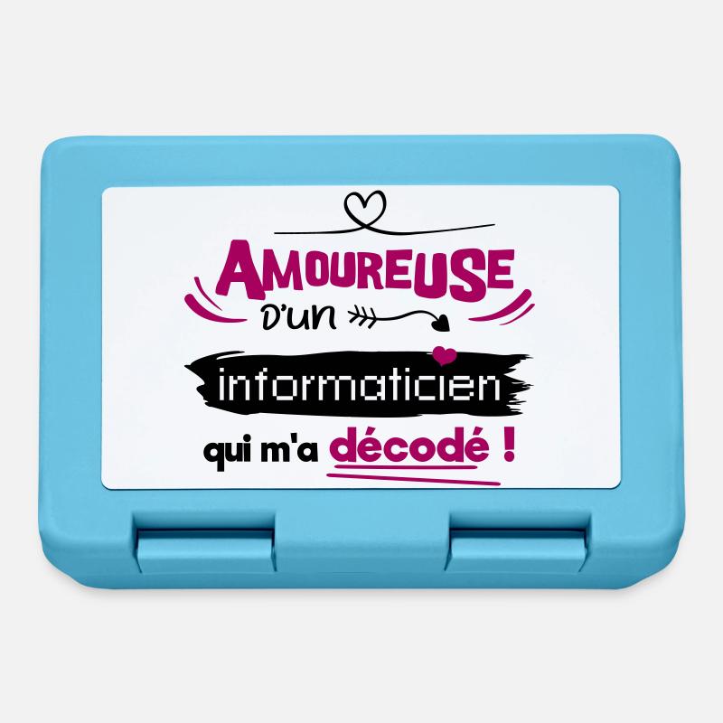 Amoureuse d'un informaticien ! humour geek - Boîte à goûter - bleu saphir