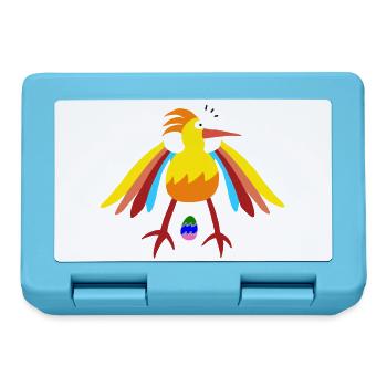 Regenbogengefiederter Vogel mit Ei-Illustration - Brotdose - Saphirblau - Vorne