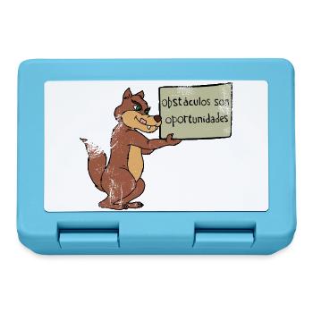 Hindernisse? Nutze die Chance! – Cartoon Wolf - Brotdose - Saphirblau - Vorne