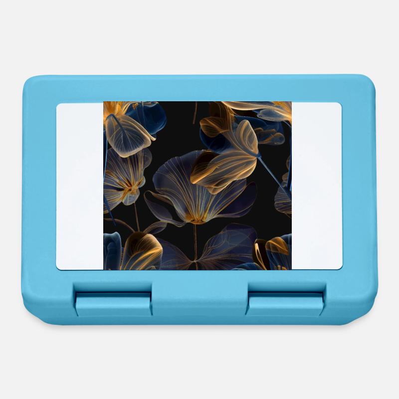Fleurs dorées transparentes - Boîte à goûter - bleu saphir