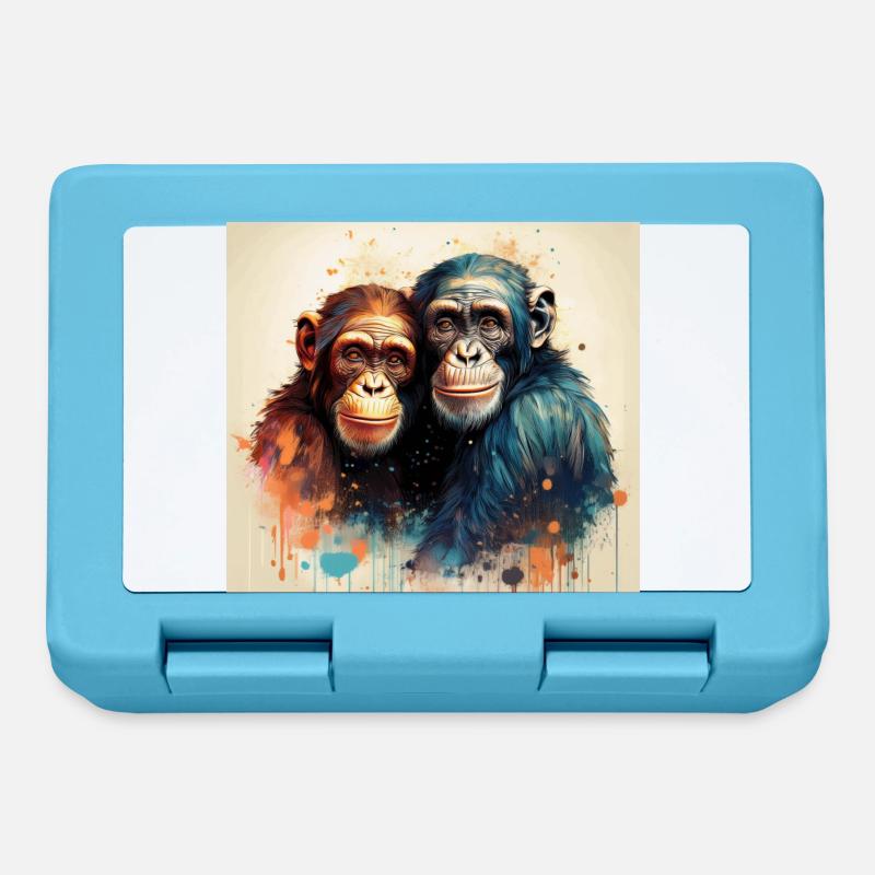 Verliebte Chimpansen - Brotdose - Saphirblau