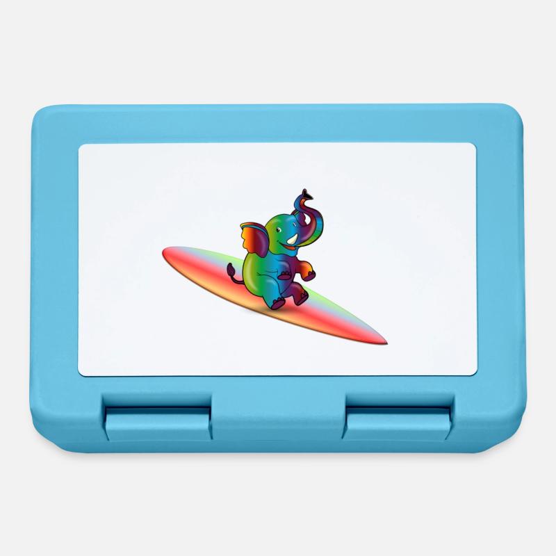 éléphant surfin - Boîte à goûter - bleu saphir