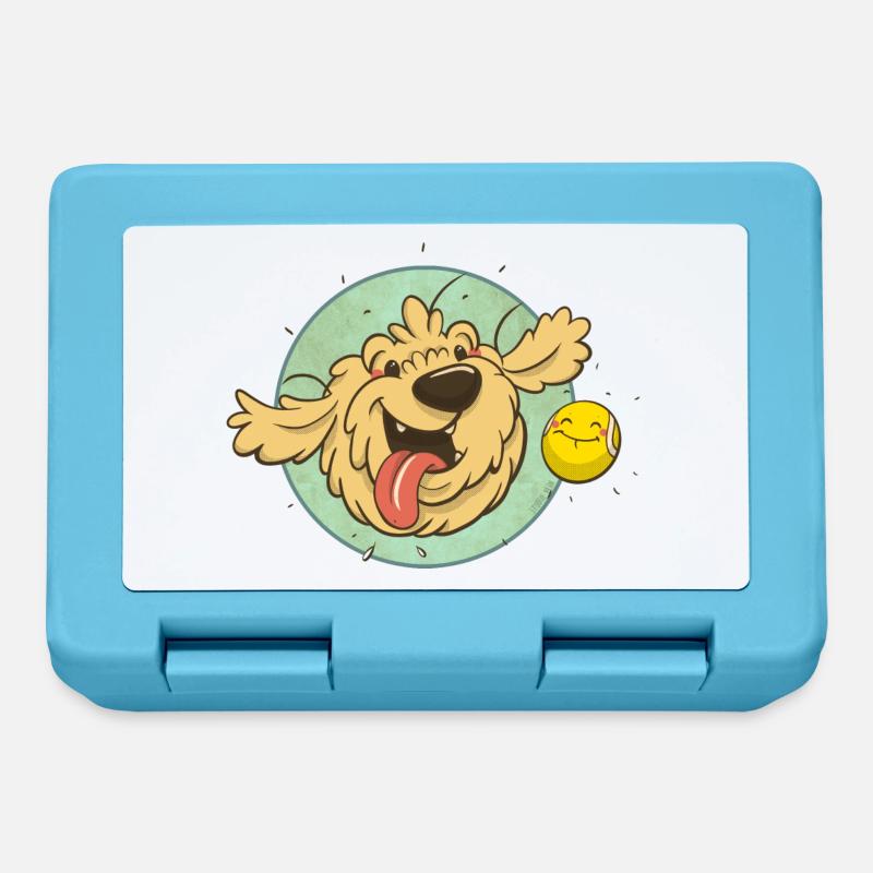 cockapoo Thor with tennis ball - Lunchbox - sapphire blue