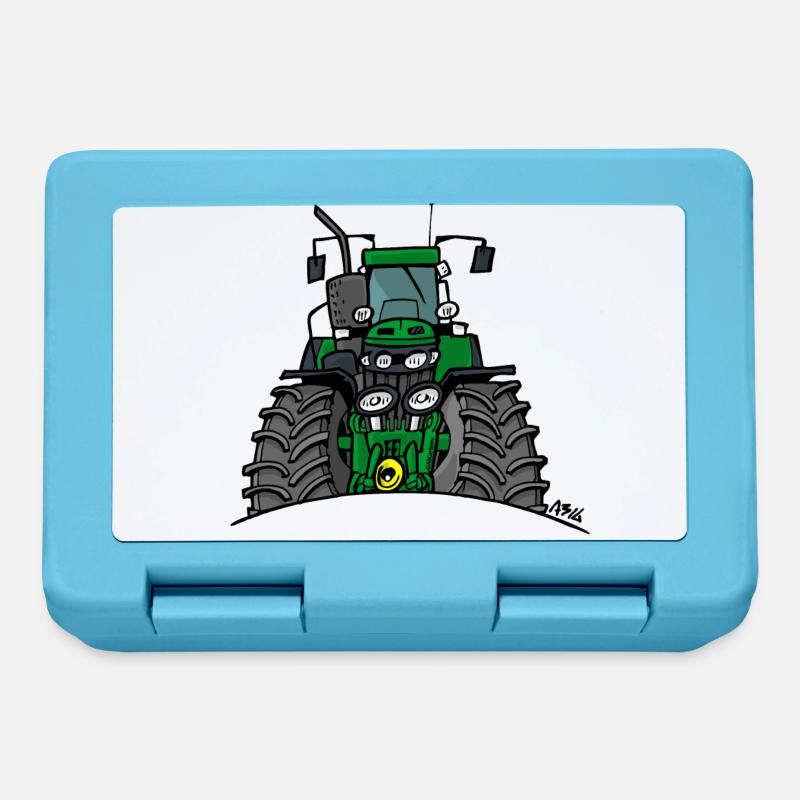 320 tracteur vert - Boîte à goûter - bleu saphir