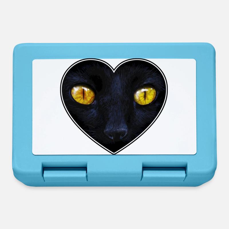 Visage de chat dans le coeur - Boîte à goûter - bleu saphir