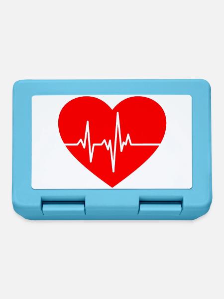 Herzschlag-Design mit EKG-Linie - Brotdose - Saphirblau