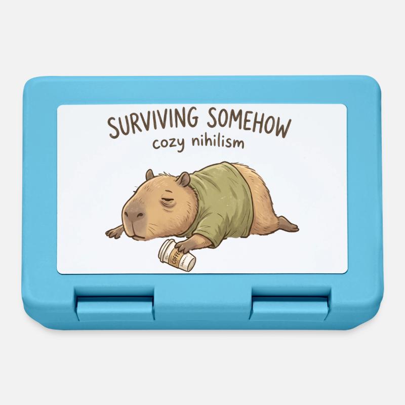 Cuddly Nihilism Capybara - Lunchbox - sapphire blue