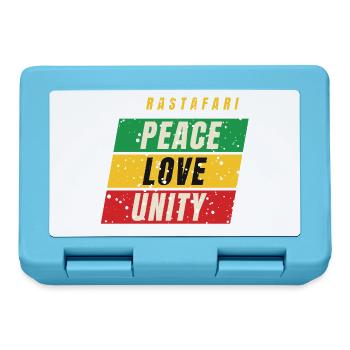 Rastafari Peace Love Unity – Rot Gold Grün - Brotdose - Saphirblau - Vorne