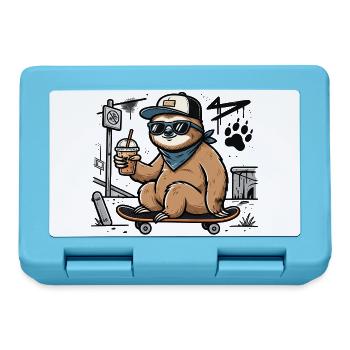 Cooles Faultier auf Skateboard – Street Art - Brotdose - Saphirblau - Vorne