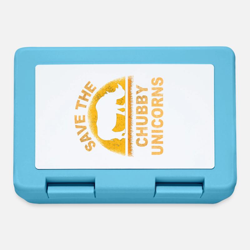 save the chubby uniicorns - Lunchbox - sapphire blue