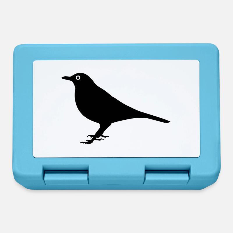 Vogel Amsel - Brotdose - Saphirblau