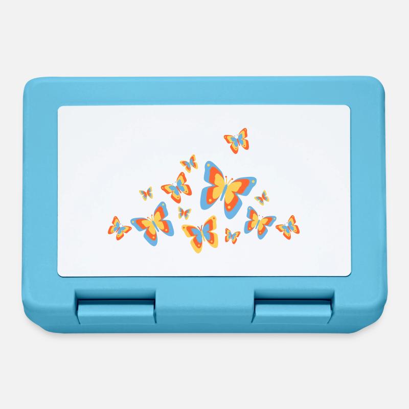 Papillon Papillon Insectes Printemps Été coloré - Boîte à goûter - bleu saphir