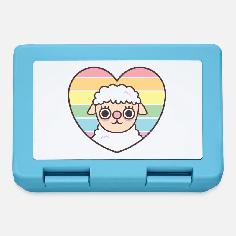 Cute Sheep Rainbow Heart Subtle Pride - Lunchbox - sapphire blue
