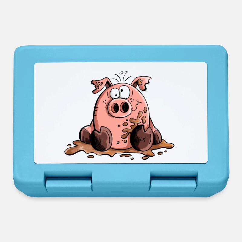 Cochon dans la boue - Cochons - Cadeau - Boîte à goûter - bleu saphir