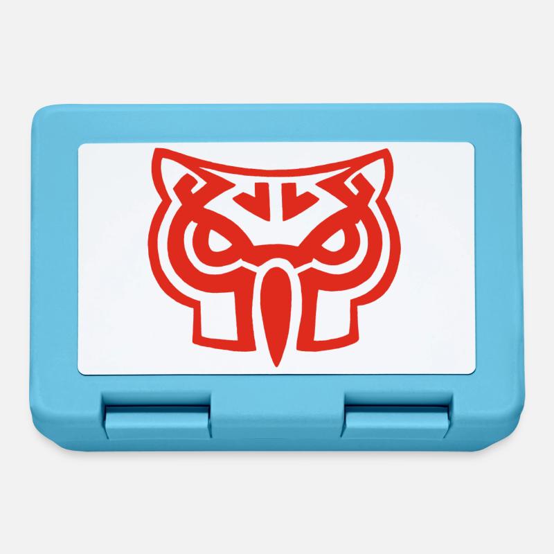Tête de hibou rouge - Boîte à goûter - bleu saphir