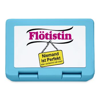 Flötistin Pink – Niemand ist Perfekt - Brotdose - Saphirblau - Vorne
