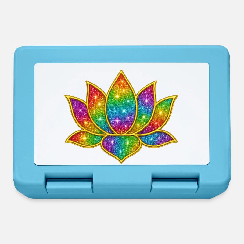 Funkelnder Lotus in Regenbogenfarben - Brotdose - Saphirblau